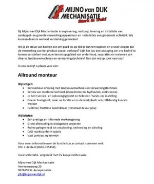 Vacature Allround Monteur