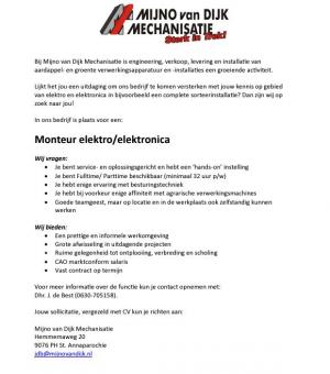 Vacature elektro monteur